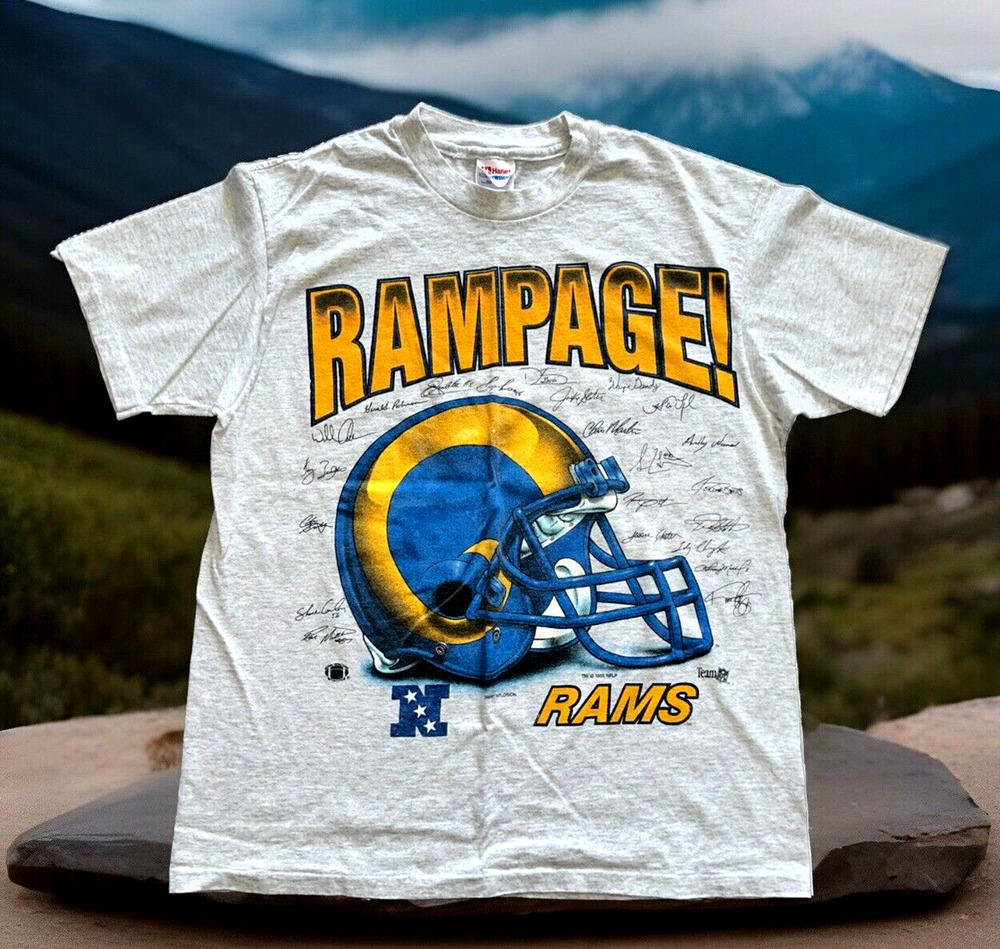 Vintage 1995 T Shirt Rams RARE HuGe GraPhiC RAMPAGE Team Men's Size Large L